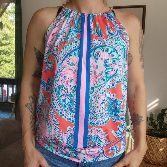 Lilly Pulitzer Bowen Halter Top Size Large - Picture 1 of 6